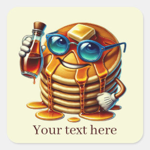 Funny pancake breakfast add text square sticker