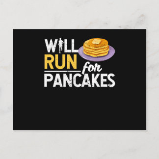 Funny pancake lover marathon runner postcard