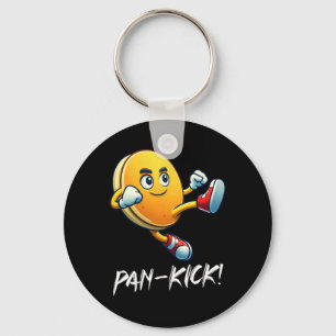 Funny Pancake Pan Karate Kick Boys Girls Food Love Key Ring