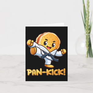 Funny Pancake Pan Karate Taekwondo Kick Boys Girl Card
