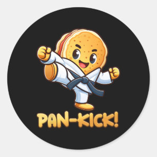 Funny Pancake Pan Karate Taekwondo Kick Boys Girl  Classic Round Sticker