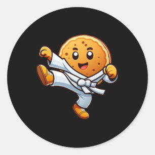 Funny Pancake Pan Karate Taekwondo Kick Boys Girl Classic Round Sticker