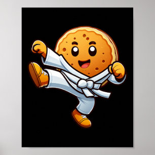 Funny Pancake Pan Karate Taekwondo Kick Boys Girl  Poster
