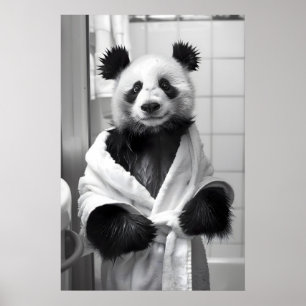 Funny Panda Bathrobe Print Quirky Bathroom Wall