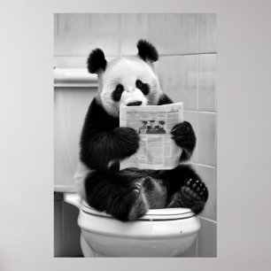 Funny Panda Bathroom Print Vintage Animal