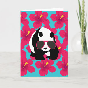 Funny Panda Bear Beach Bum Cool Sunglasses Tropics Card