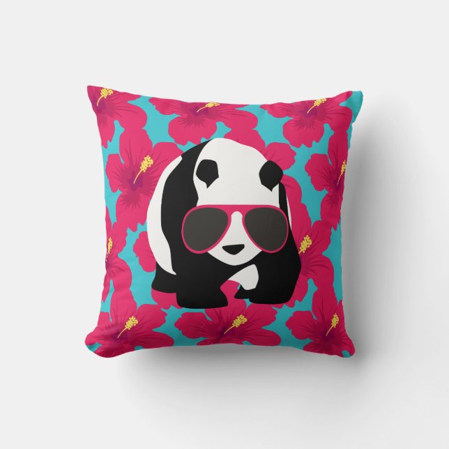 Funny Panda Bear Beach Bum Cool Sunglasses Tropics Cushion (Front)