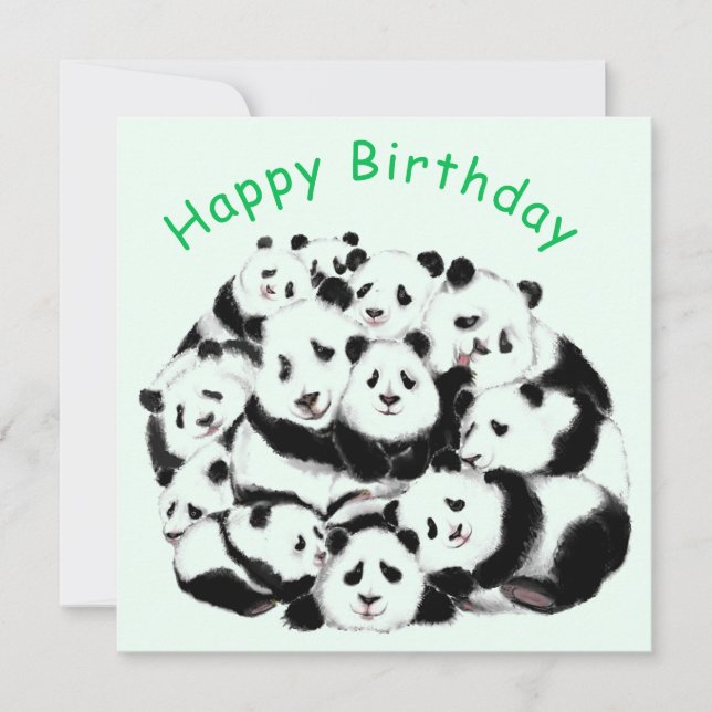 Funny Panda Birthday Card Happy Family Pandas (Front)
