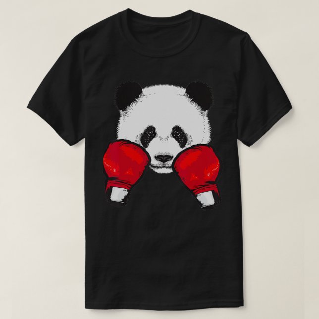 Funny Panda Boxing Cool Animal Lover Gloves Boxer  T-Shirt (Design Front)