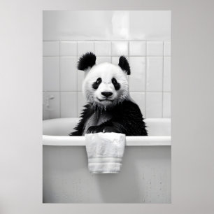 Funny Panda Bubble Bath Print Quirky Bathroom Wall