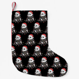Funny Panda Christmas Animal Lights Lover Small Christmas Stocking