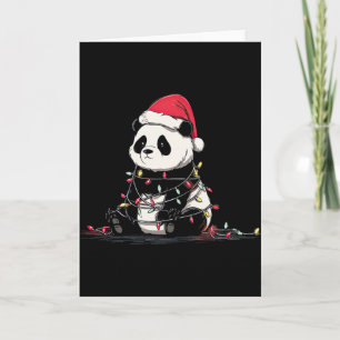Funny Panda Christmas Graphics Animal Lights Lover Card