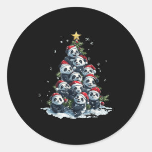 Funny Panda Christmas Tree Xmas Panda Lover Kids B Classic Round Sticker