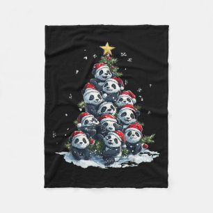 Funny Panda Christmas Tree Xmas Panda Lover Kids B Fleece Blanket