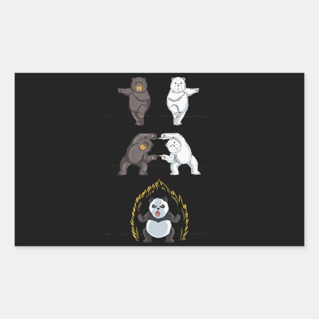 Funny Panda Cute Polar Bear Animal Lover Rectangular Sticker (Front)