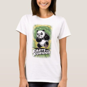 Funny Panda Design about Farting on a Black T-Shirt