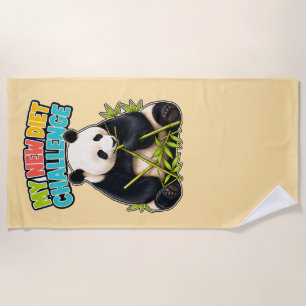 Funny Panda Diet Challenge Beach Towel