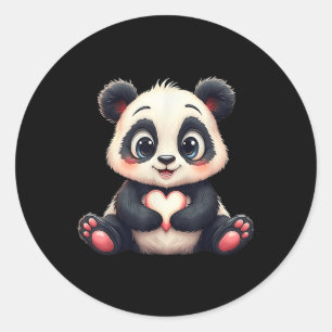 Funny Panda Love Heart Giant Bear Pandas Lover Men Classic Round Sticker