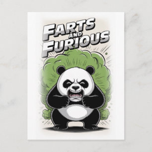 Funny Panda making a Fart on a White Holiday Postcard