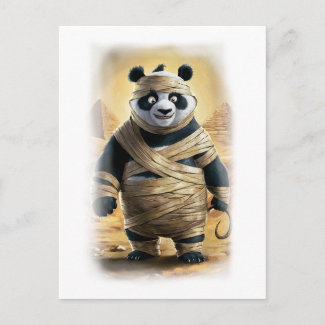 Funny Panda Parody Action Movie Character on a Holiday Postcard (Front)