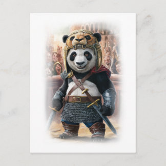 Funny Panda Parody Movie Character on a White Holiday Postcard