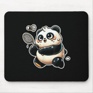 Funny Panda Playing Badminton Cute Sporty Exercise Mouse Pad