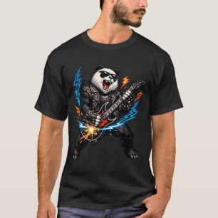 Funny Panda Playing Guitar Rock and Roll for Men T-Shirt