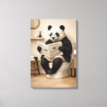 Funny Panda Reading Newspaper Bathroom Humour
