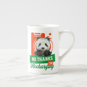 Funny Panda Recharging Introvert Battery Design Bone China Mug