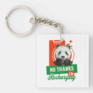Funny Panda Recharging Introvert Battery Design Key Ring