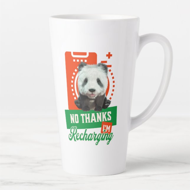 Funny Panda Recharging Introvert Battery Design Latte Mug (Right)