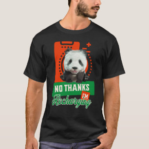 Funny Panda Recharging Introvert Battery Design T-Shirt
