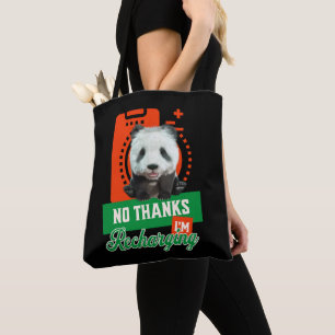 Funny Panda Recharging Introvert Battery Design Tote Bag