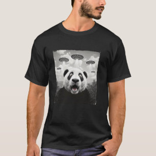 Funny Panda Selfie With UFOs Alien Cute Pandas Bea T-Shirt