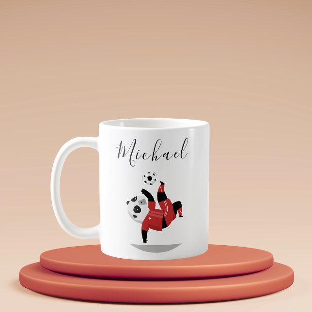 Funny Panda Soccer Player Coach Personalised Kids Coffee Mug (Creator Uploaded)