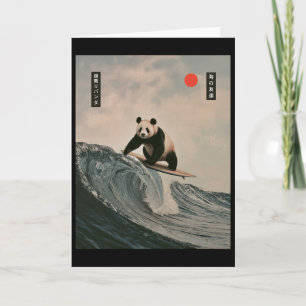 Funny Panda Surfing Saying Japanese Wave Meme Humo Card