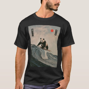 Funny Panda Surfing Saying Japanese Wave Meme Humo T-Shirt