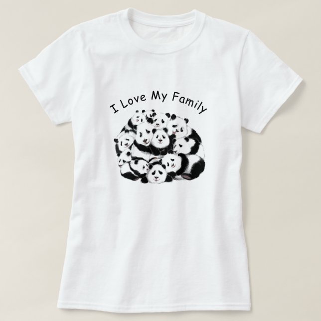 Funny Panda T-Shirt with Text I Love My Family (Design Front)