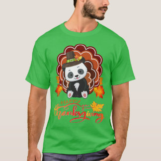 Funny Panda Turkey Happy Thanksgiving  T-Shirt