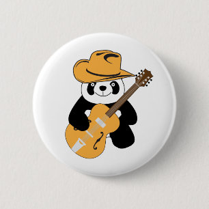 Funny panda with guitar 6 cm round badge
