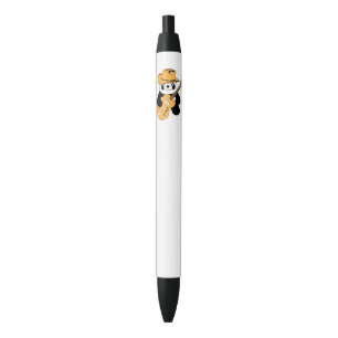 Funny panda with guitar black ink pen