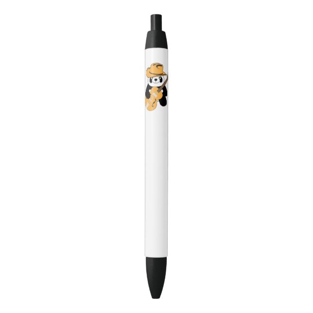 Funny panda with guitar black ink pen (Front Vertical)