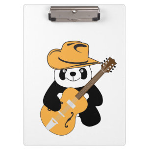 Funny panda with guitar clipboard