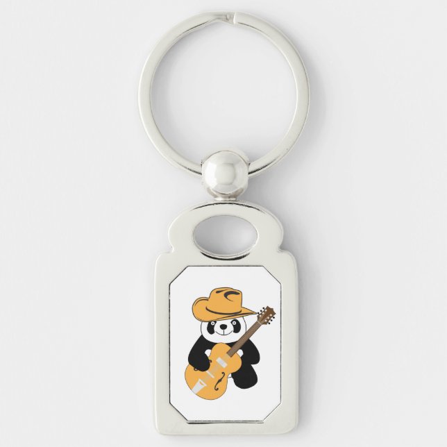 Funny panda with guitar key ring (Front)