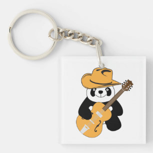 Funny panda with guitar key ring