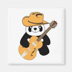 Funny panda with guitar magnet