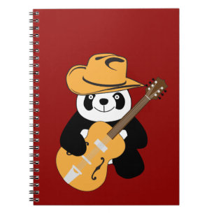 Funny panda with guitar notebook