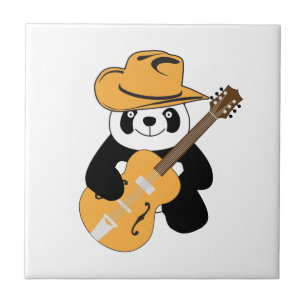 Funny panda with guitar tile