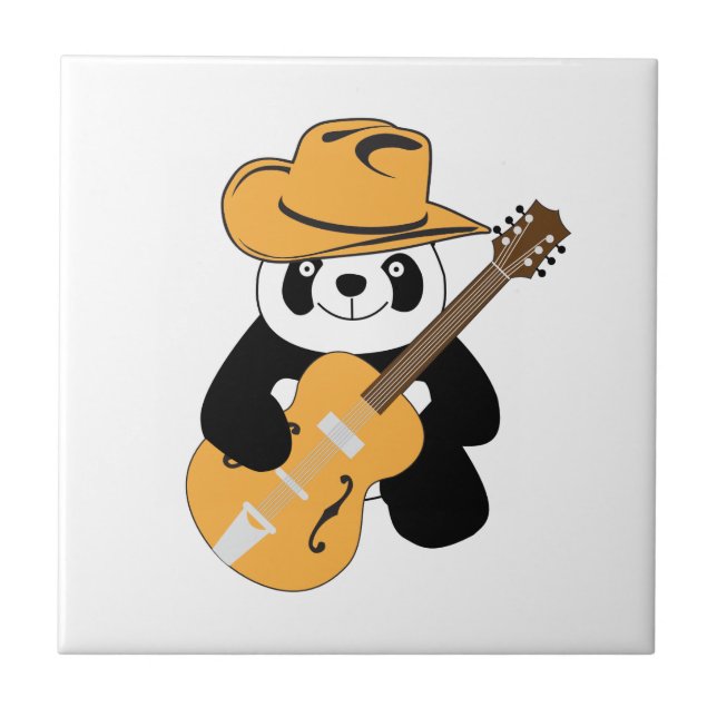 Funny panda with guitar tile (Front)