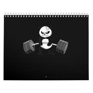 Funny Panda Workout Kitten Gym Deadlift Power Calendar
